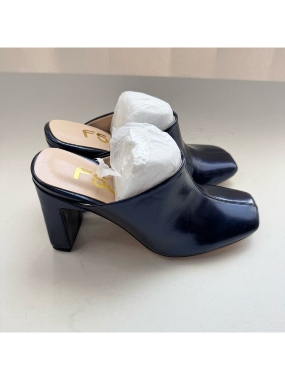 Women Mules Slip On High Heel Mule Dark Blue Size 8 FSJ - Picture 3 of 12